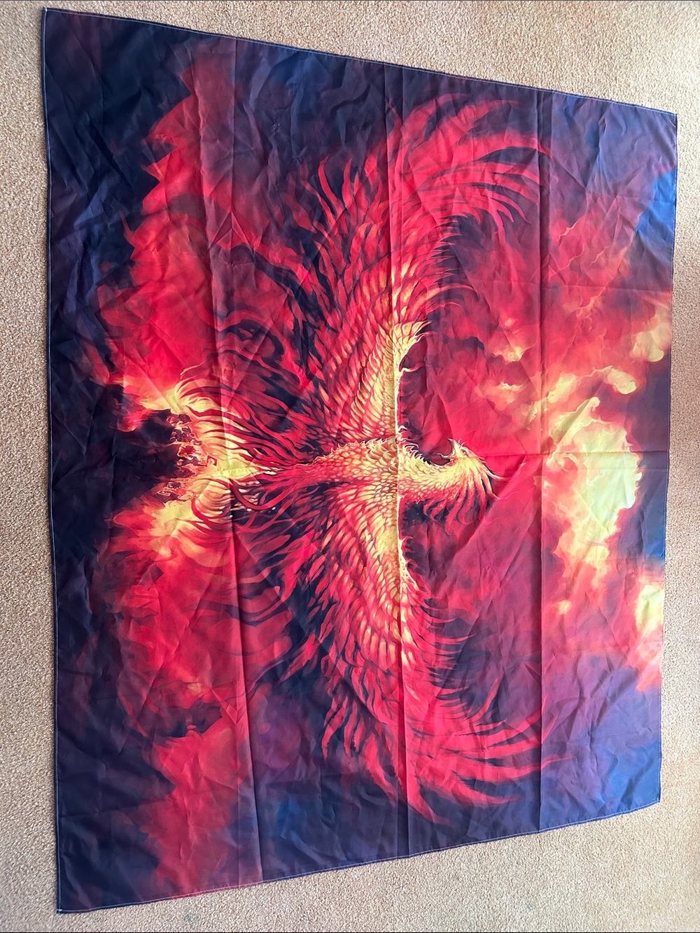 Fiery Phoenix Wall Tapestry - Red